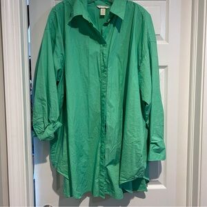 💚H&M💚 Cotton Green Long Sleeve Tunic Shirt Dress Top Oversized XL Cover Up